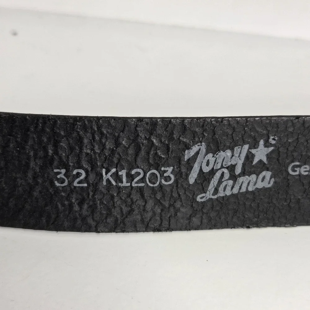 Tony Lama Belt Mens 32 Classic Black Belt K1203 Leather Silver 1 3/8